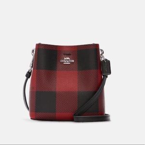 NWOT Coach Buffalo Plaid Crossbody Purse - Mini Town Bucket Bag